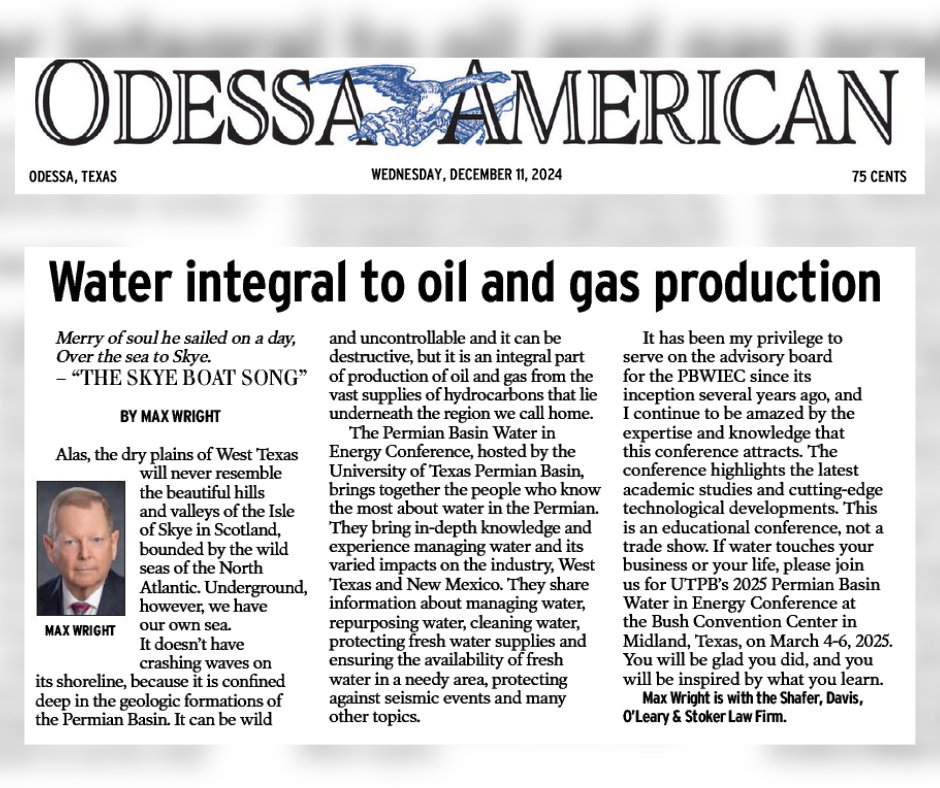 #ICYMI: 'Water integral to oil and gas production'

Click here to read more: bit.ly/3ZNSyNK

#OilandGas #Energy #ProducedWater #BeneficialReuse #Water #WaterInEnergy #PBWIEC2025 #GuestView #Innovation