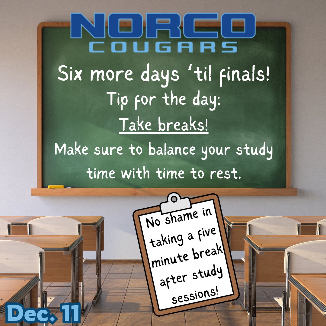 😴 Our daily tip for today is to take breaks when studying! 

🎨 Tip and Graphic by: Katy Mulari, Digital Media Team Student