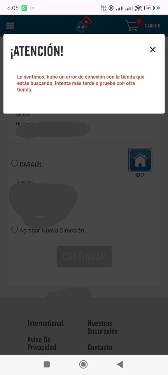 othon_odin's tweet photo. @dominosmx Su app y su web dicen lo siguiente, tendré que cambiar a @pizzahut, simplemente a ustedes no les interesan los clientes. https://t.co/ns80XxoEv1