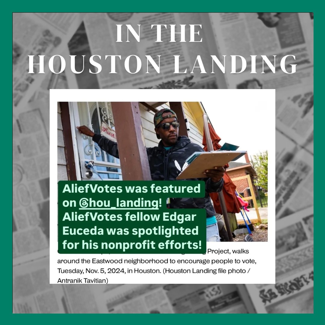 AliefVotes's tweet image. Big news! 🎉 AliefVotes is featured in @houston_landing, with an interview from our amazing Edgar Euceda . Huge thanks to journalist Danya Perez for showcasing our work empowering Alief students through civic engagement. Check it out! #AliefVotes #CivicEngagement