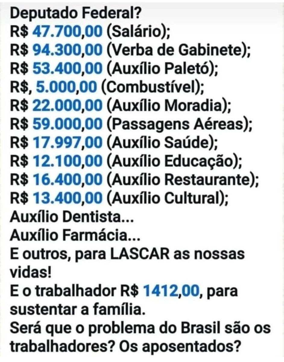 DeBeto2000's tweet photo. @MarcosRogerio Que tal começar o corte de super salários por vocês deputados e senadores, é muito dinheiro público para não fazer nada e ainda votar contra a maioria do povo https://t.co/r7W4guR63X