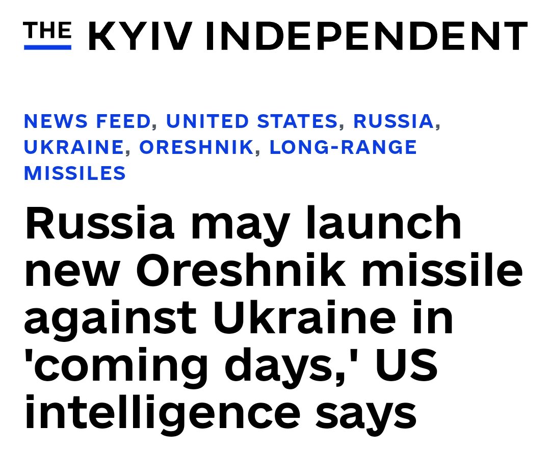 hornafrica12475's tweet photo. #Russia may launch its new #Oreshnik #intermediate_range #ballistic #missile (#IRBM) against #Ukraine for the second time "in the coming days," the #Associated_Press (AP) reported on Dec. 11, citing an unnamed #US. official. https://t.co/xcBdSPbfzL