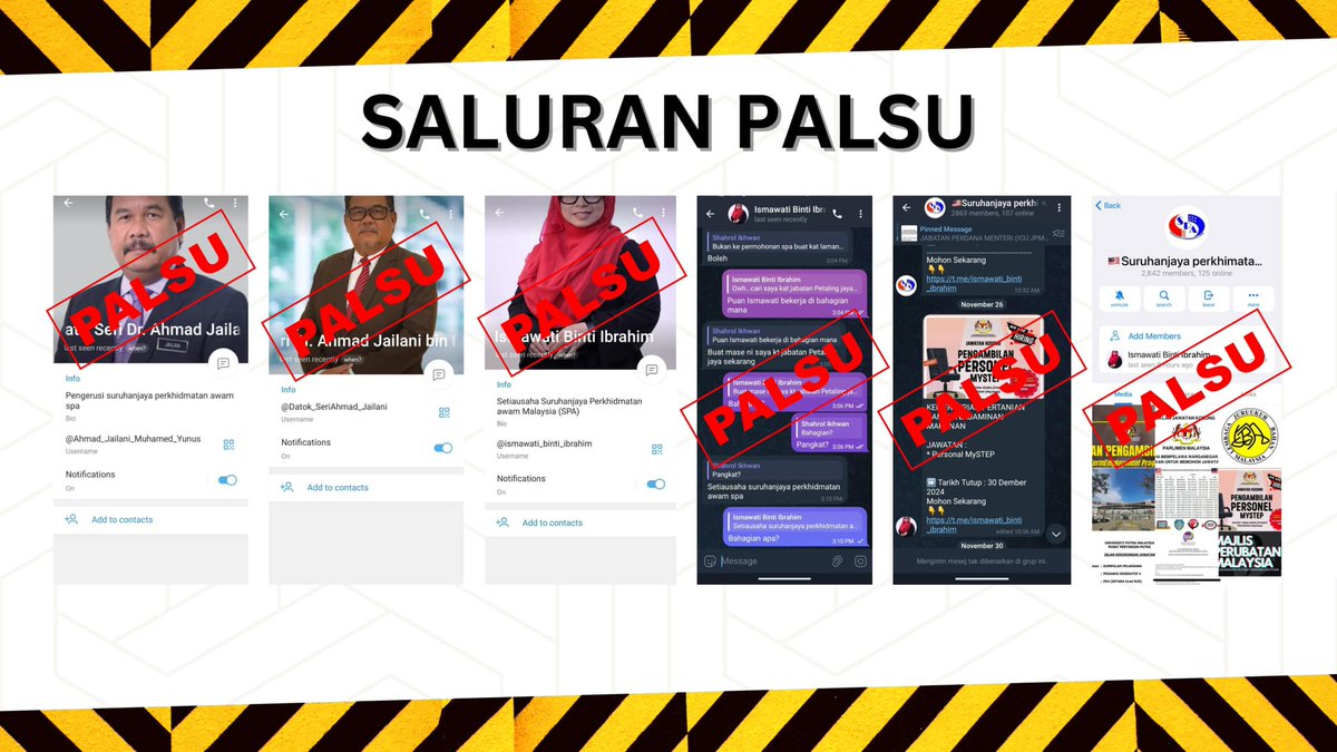 JaPenWPKL's tweet photo. Hi, assalamualaikum dan selamat sejahtera geng #SPAOhsem.
AWAS: Penipuan Mengaku Sebagai Ahli Suruhanjaya dan Pegawai SPA!
Sumber : Suruhanjaya Perkhidmatan Awam Malaysia (SPA)
#SuruhanjayaPerkhidmatanAwamMalaysia
#SPAOhsem
#KomunikasiKita
#KLCeria
#CMSWPKL https://t.co/y0O0CWKJNU