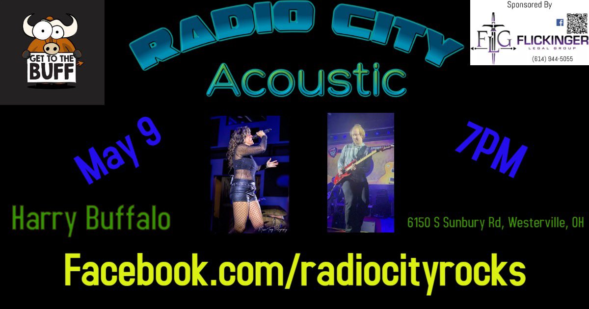RadioCity_Rocks's tweet photo. Radio City Acoustic at Harry Buffalo 

https://t.co/kNZyr61MKT

sponsorored all year long by Flickinger Legal Group you can call for a free consultation 614-944-5055
#radiocityrocks #flickingerlegalgroup #GetToTheBuff #harrybuffalo #harrybuffalowesterville https://t.co/zekeZIdJtr