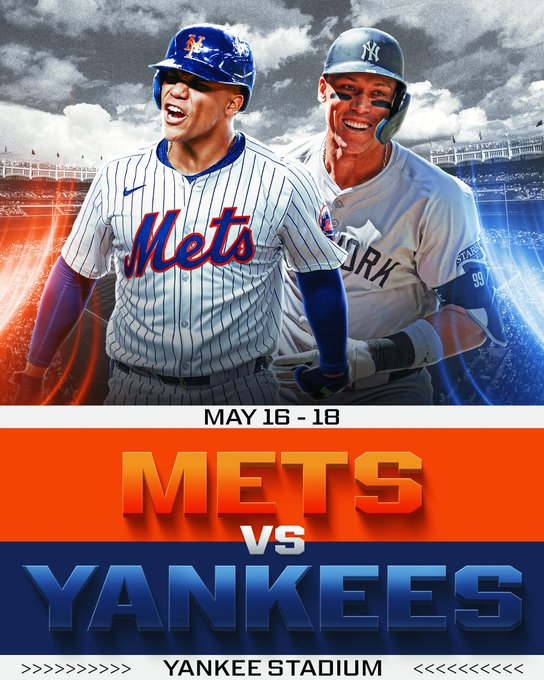Mets vs. Yankees
May 16-18
Yankee Stadium
Pictured: Cutouts of Juan Soto wearing a white Mets jersey and Aaron Judge wearing a gray Yankees jersey. They are positioned in the interior of Yankee Stadium.