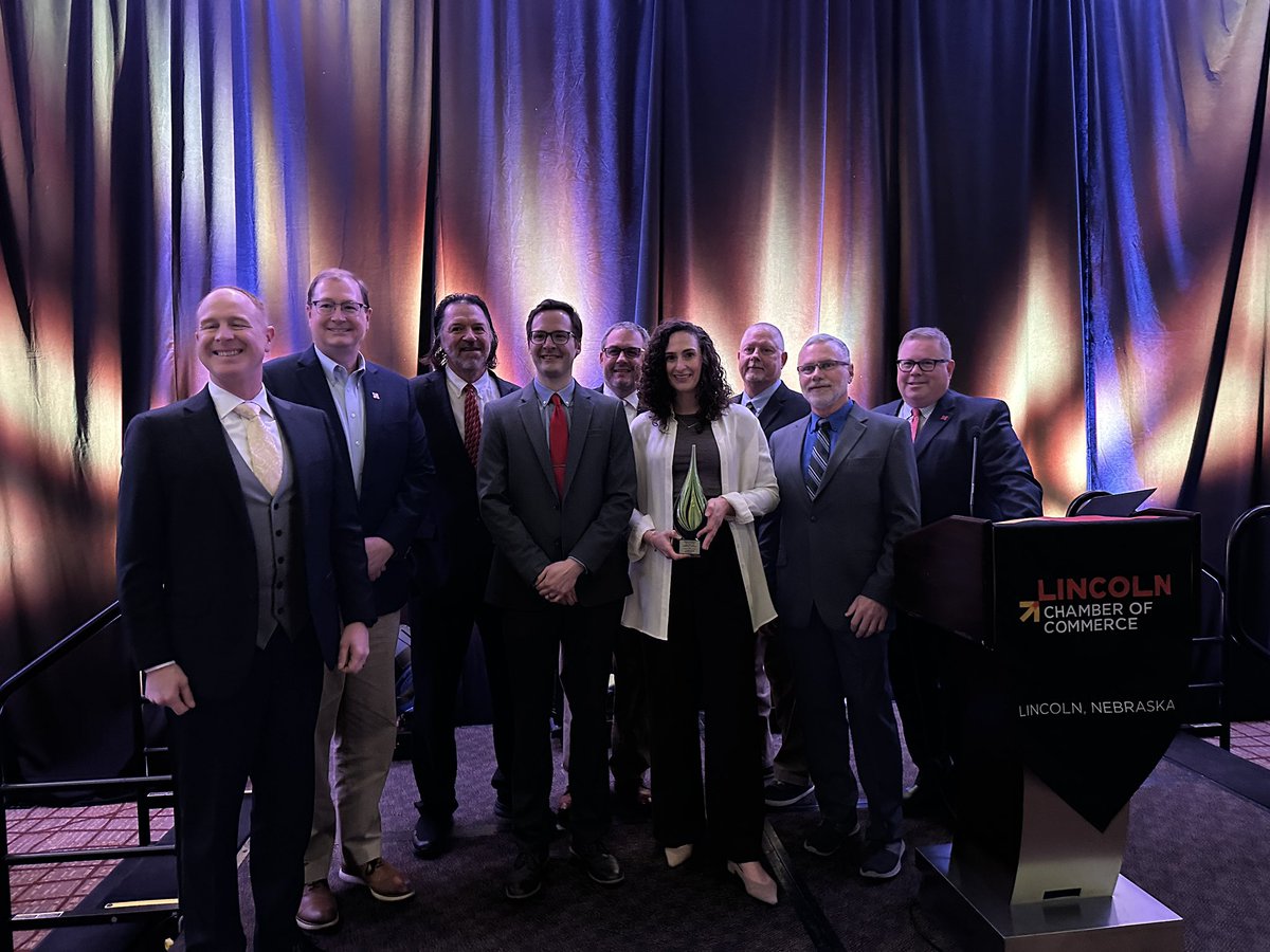 Proud of <a href="/UNLincoln/">University of Nebraska-Lincoln</a>’s Husker Energy &amp; Power team for winning the Green Business Award from <a href="/LincolnChamber/">Lincoln Chamber</a>. Go Big Red (in a green way).