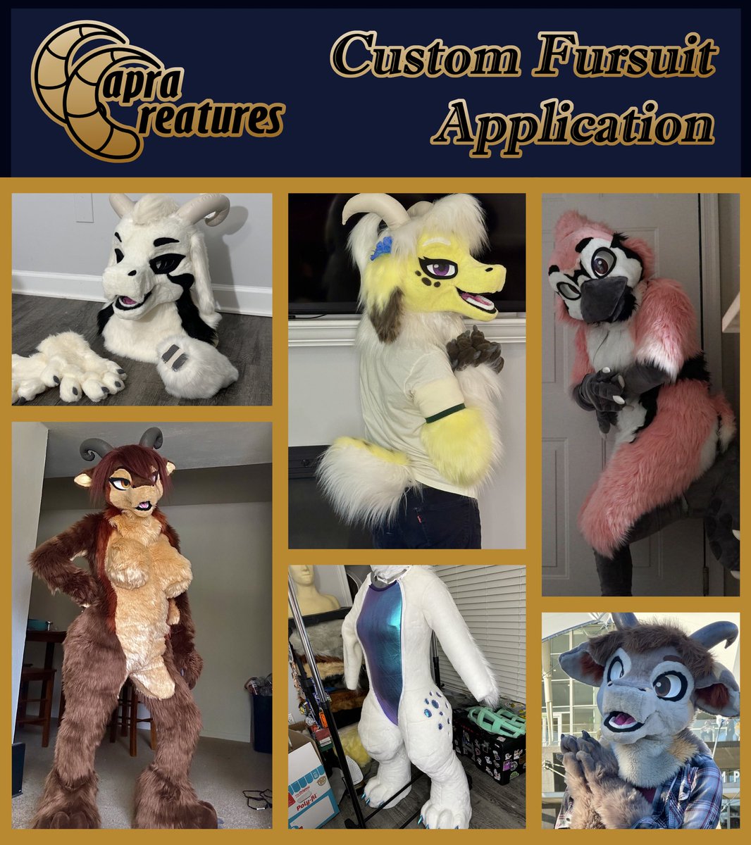 CapraCreatures's tweet image. Fursuit slot now open!! You can submit your application in the form below!

Estimated mid 2025 completion

Form will be open until early January. Can’t wait to see all your creatures!

forms.gle/qAkMpwyNuU62uS…