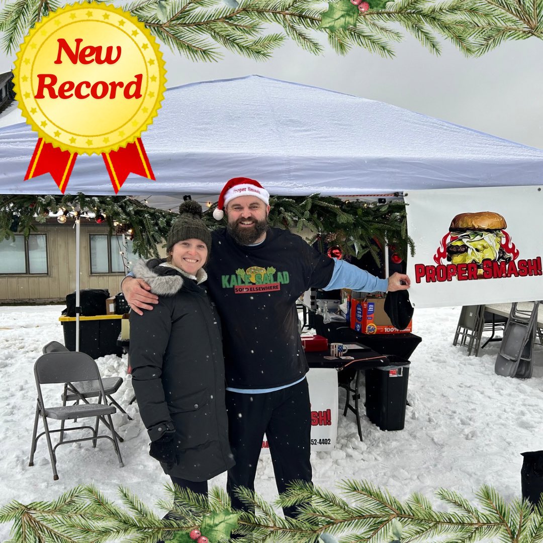 ProperSmash_'s tweet photo. Thank you to all who came out in the snowy cold to support our final event of 2024!  We “smashed” our previous record and pumped out 150 burgers in only 3 hours!

#andnew #burgerblizzard #burgerblitz #smashburgers #burgers #popupburgershop #picklespicklespickles #haveyoutriedit https://t.co/eBgXPujQxq