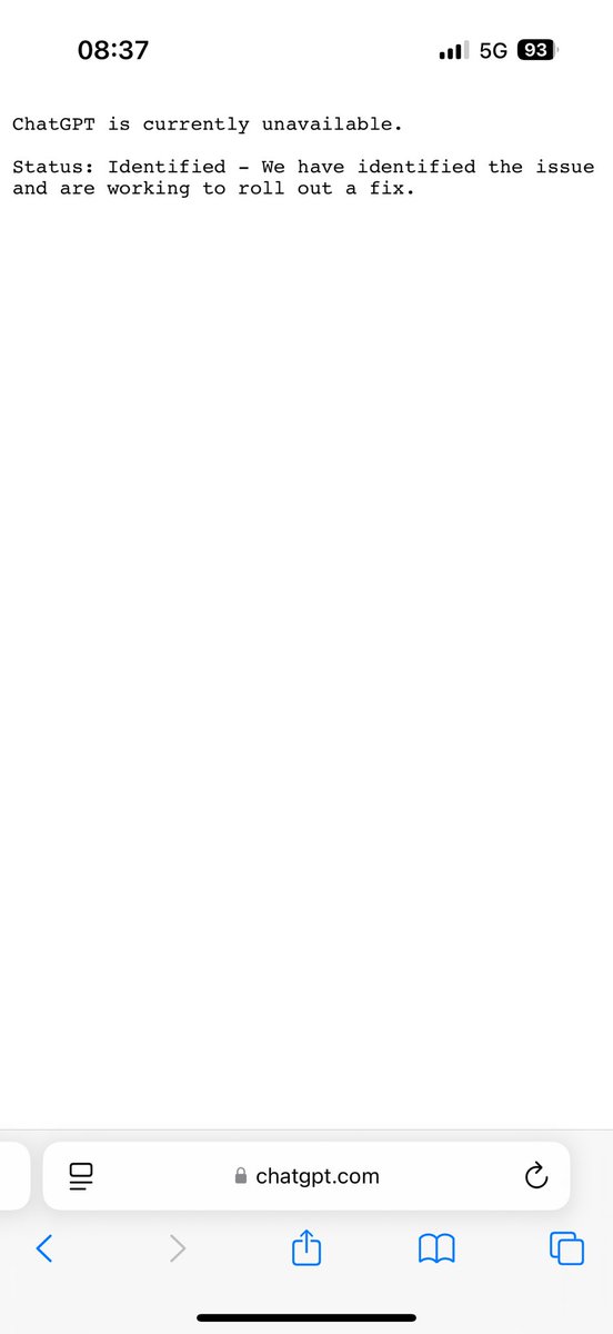 justinleesg's tweet photo. ChatGPT is down. https://t.co/NcjXqlhZZq #openai #ChatGPT https://t.co/oBLRE6dTlM
