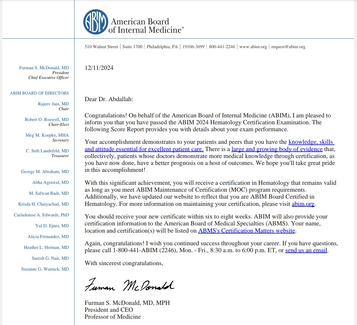 Wrapping up 2024 with exciting news:
Officially an #ABIM board certified Hematologist &amp; Medical Oncologist!!!