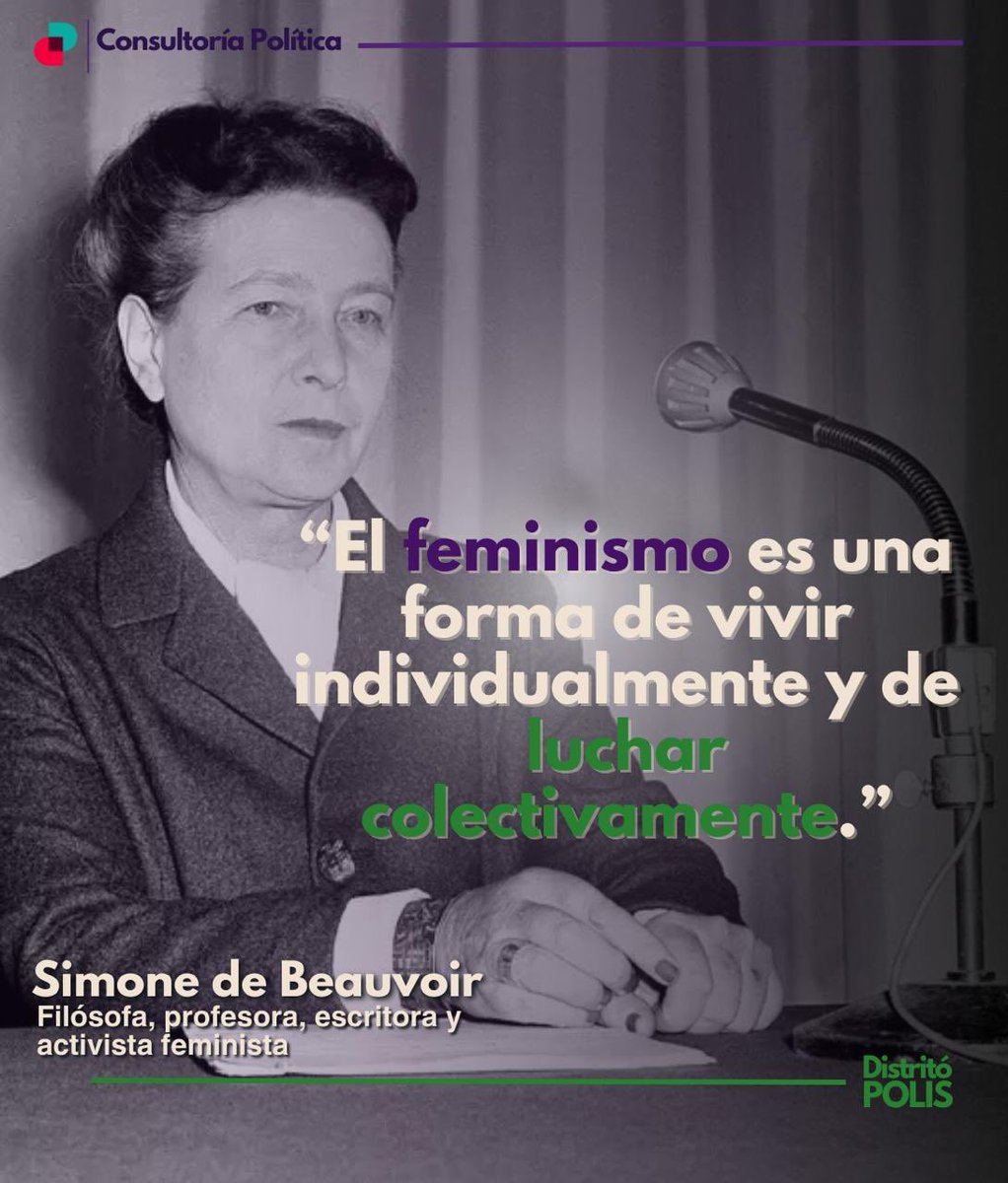 #DP | #Lideresas

Simone de Beauvoir, a quien se le adjudica el feminismo científico, filósofa de profesión, pero luchadora social por convicción.

Revisa su obra escrita, estamos seguros que te conquistará.