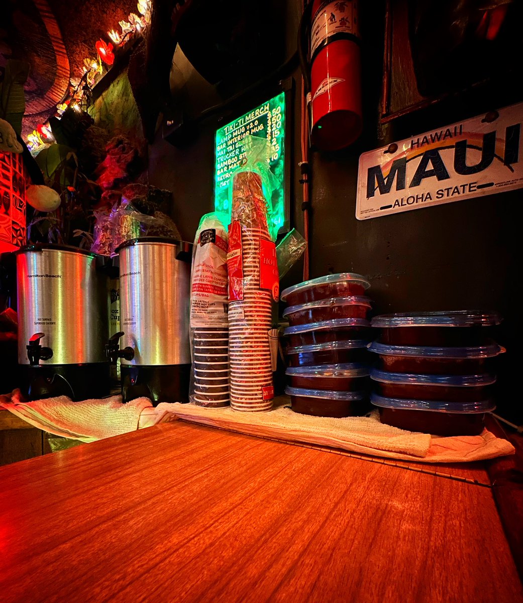 Uh-oh. You know what this set up means. We will be serving Hot Buttered Rum all this week. $15. #tiki #tikiti #club4427 #tikibar #LosAngeles #polynesianpop #tikitime #tikityle #tikidrinks #tikicocktails #hotbutteredrum