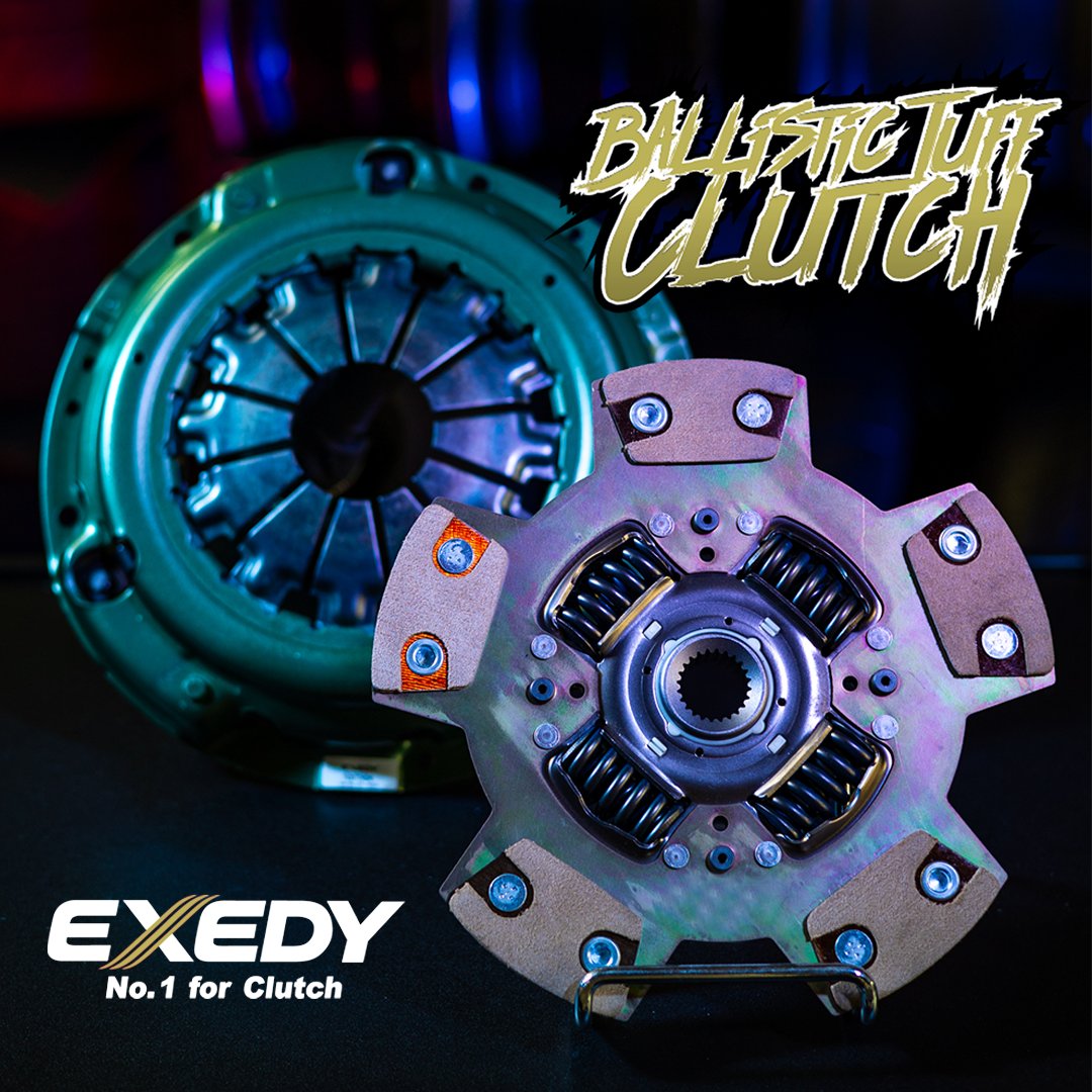 EXEDYAustralia's tweet photo. Shift into high gear with EXEDY's latest innovation: The Ballistic Tuff Clutch! Engineered for unbeatable performance and durability, this clutch features advanced Clutchtex material for smooth engagement and long-lasting strength. Perfect for modified street vehicles. https://t.co/kjnNGKHi3Y