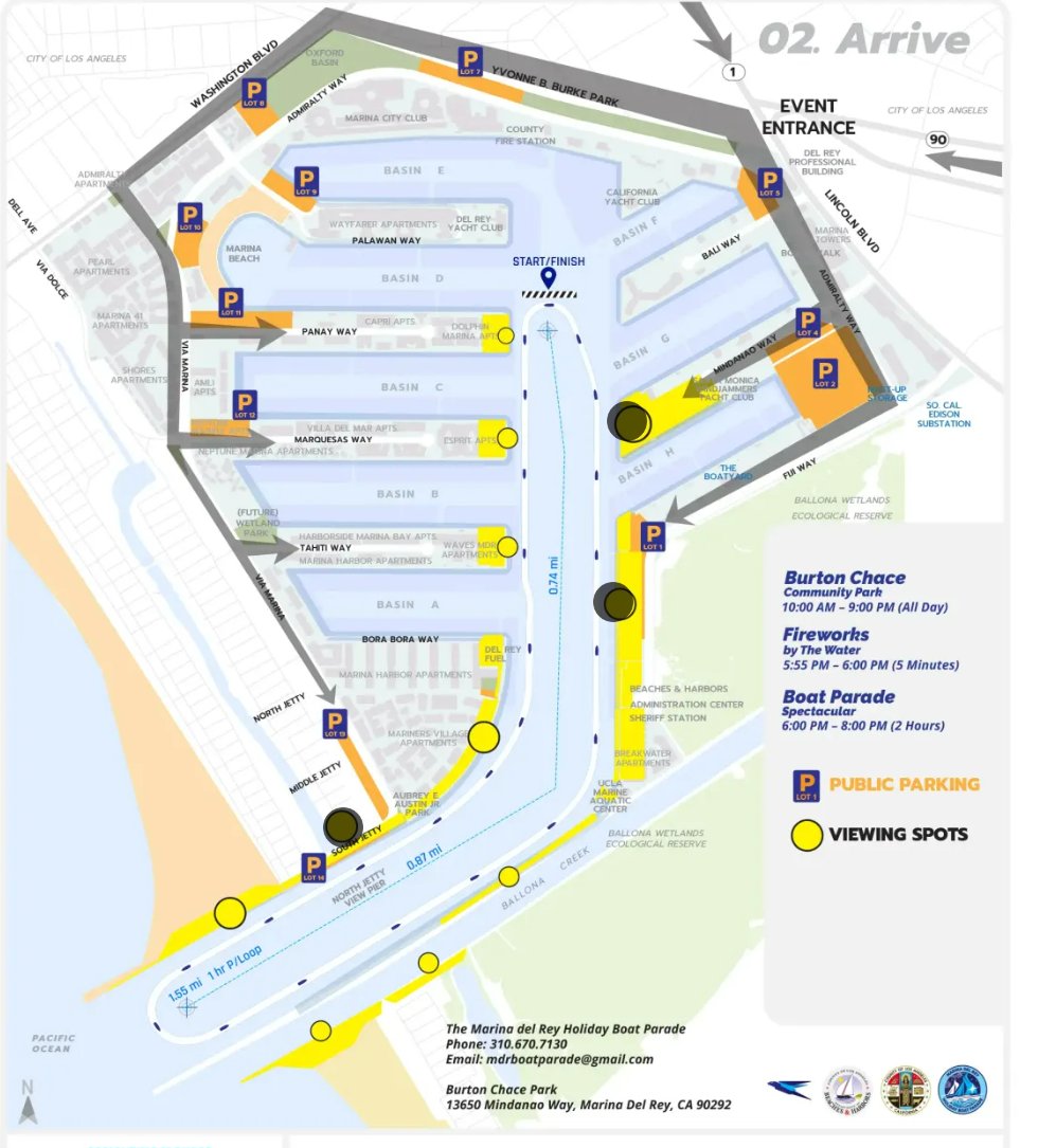 mdrBoatParade's tweet photo. WHERE IS THE BEST PLACE TO WATCH THE PARADE?    Here is a map shown on the website of Beaches and Harbors Los Angeles County  that marks some popular viewing locations. https://t.co/9ZUFO6LVA1... https://t.co/wIkPdFBylu
