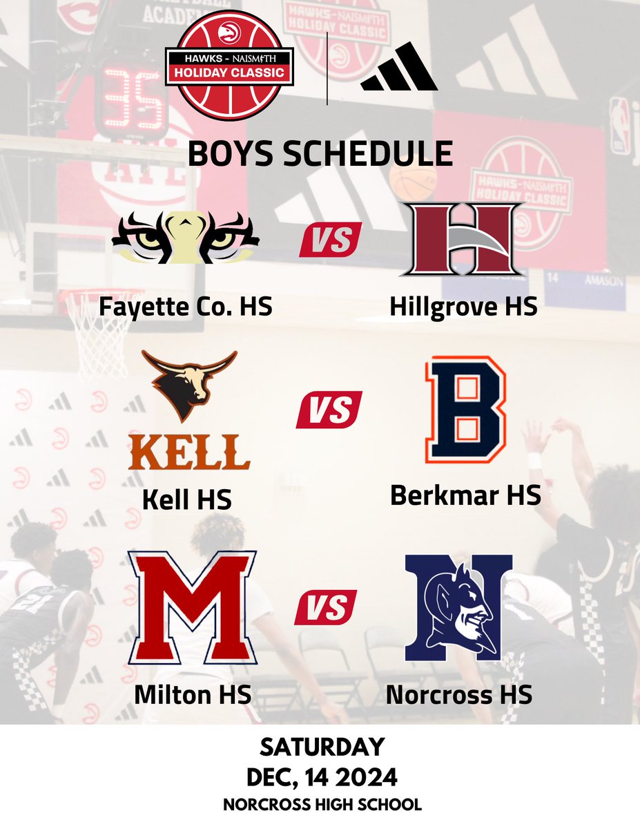 Boys Schedule is legit 🔥

Be there - Saturday, Dec. 21 @ Norcross High School❗️

🎟️: gofan.co/event/1692724?…

Hawks-Naismith Holiday Classic presented by adidas 

#HawksNaismith