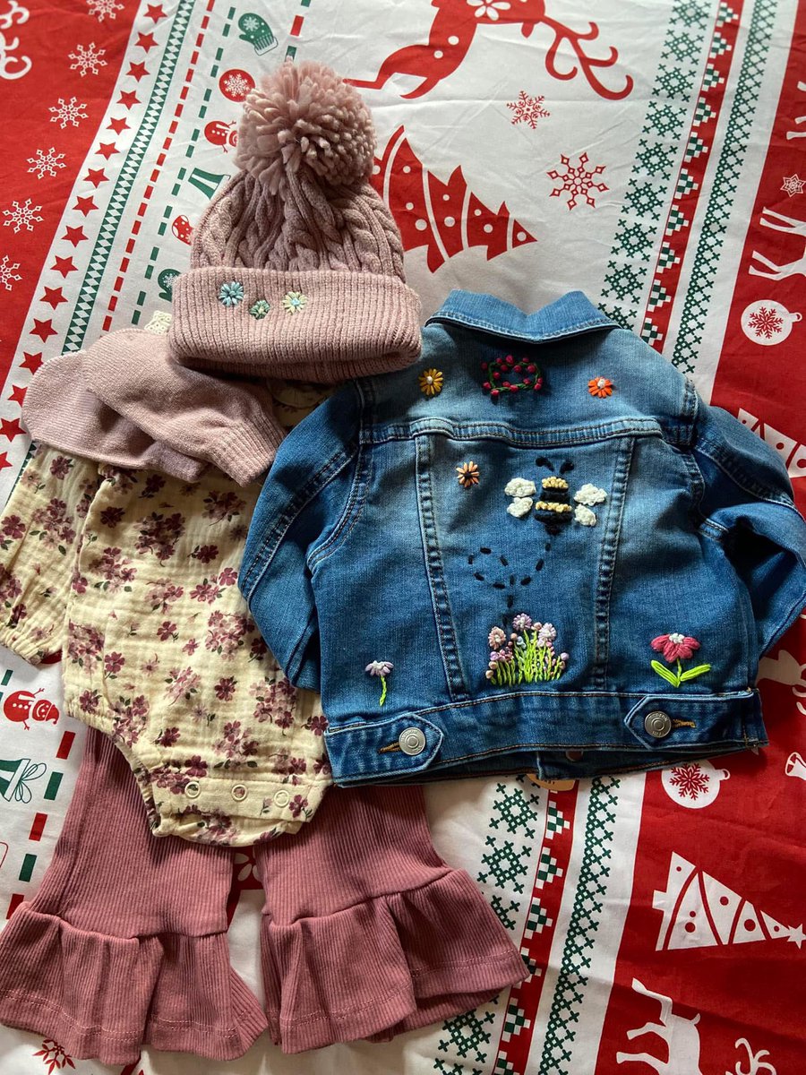 Keith’s speech therapist is having a baby this month. She has such a special bond with him. She’s so compassionate and caring. She went above and beyond to make sure Keith got the care he needed. ￼I embroidered on a jacket and hat for her baby girl. #ALSawareness