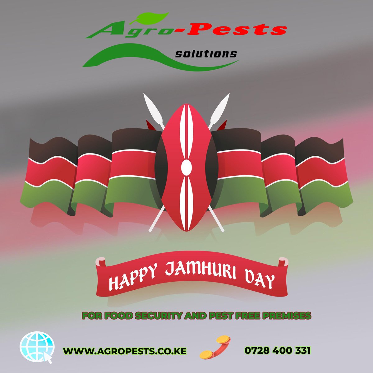 agropests's tweet photo. Our resilience has made us a strong nation for all these years. Happy Jamhuri Day from us at @agropests 

#JamhuriDay2024 #happyjamhuriday https://t.co/C2mfUsUAVW