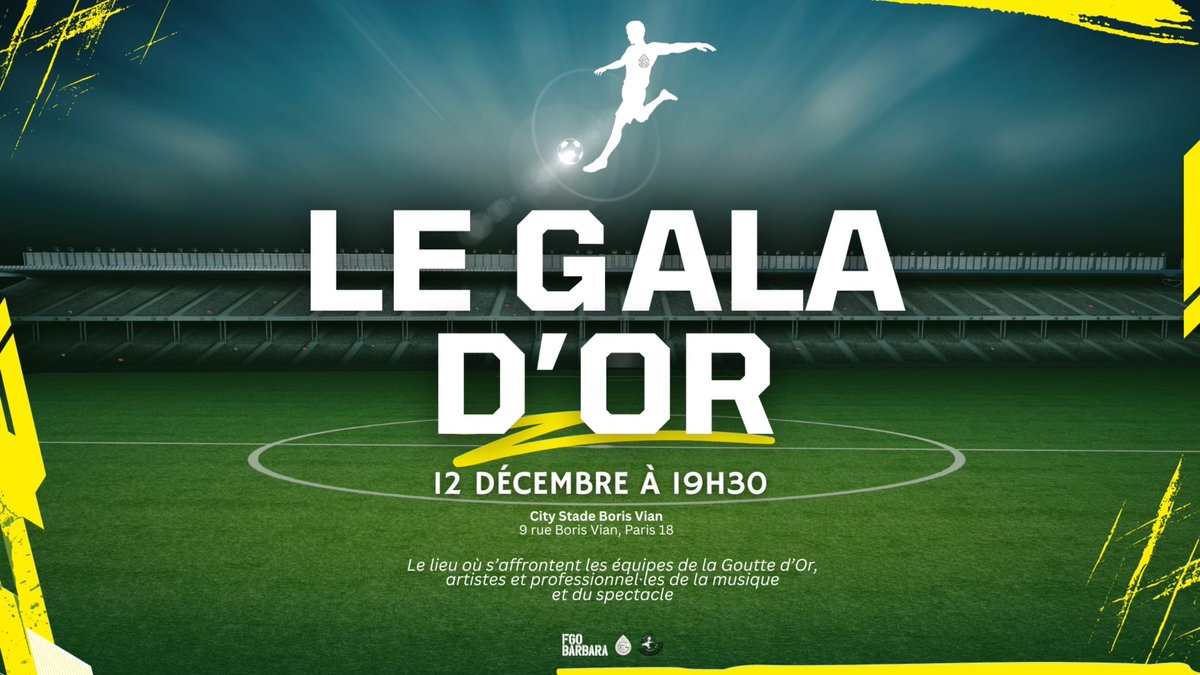 Gala d’Or EGDO 

Le club Les Enfants de la Goutte D’Or organise  son événement intergénérationnel , une soirée de partage, de souvenirs et de festivités !

📅 Date : Jeudi 12 décembre 2024
📍 Lieu : FGO Barbara à 18h 00