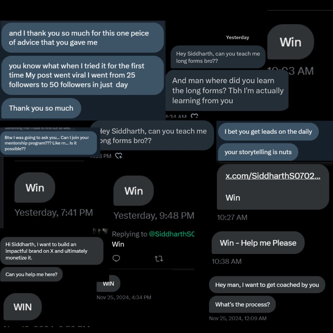 SiddharthS0702's tweet image. Personal branding transformed my life.
6 months ago:
• I felt lost.
• I couldn't write.
• I had no purpose or place.
Today:
• 1.9 million views.
• I own my life and time.
• I help creators build their brands.
The best part?
I'm proud of who I am today.
Your personal…