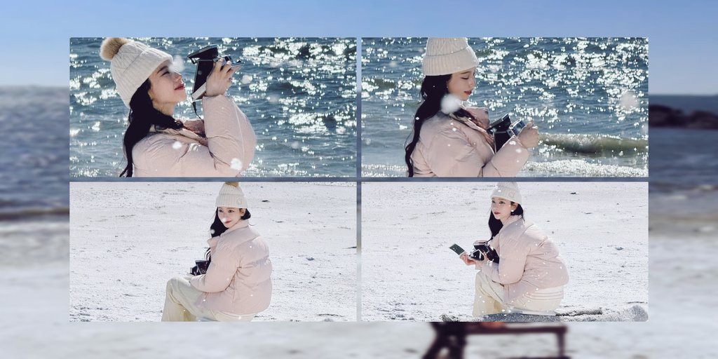 Winter's chill meets the ocean's serenity—where the beach wears a quiet, frosty charm.