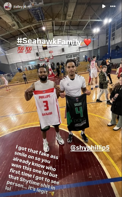 TheSeahawkPerch's tweet photo. Very cool. @JTalley_4 and @ShykeimPhillips met up today in Serbia. https://t.co/y3dIvijaHN