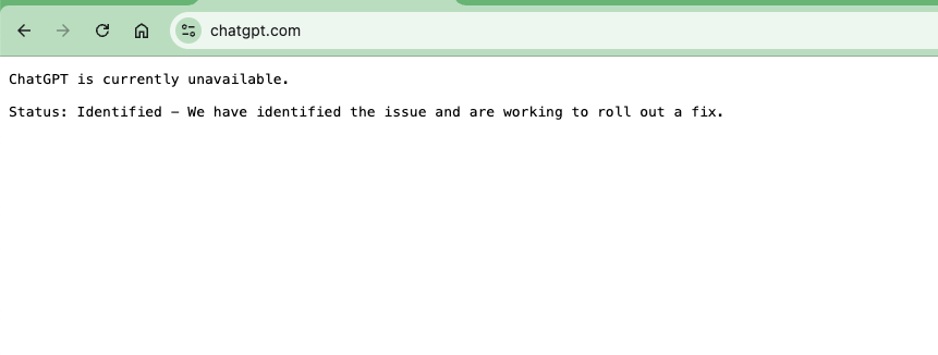 avsquaretech's tweet photo. ChatGTP is DOWN!

#ChatGPTdown  #ChatGPT https://t.co/6bpCmbgHgZ