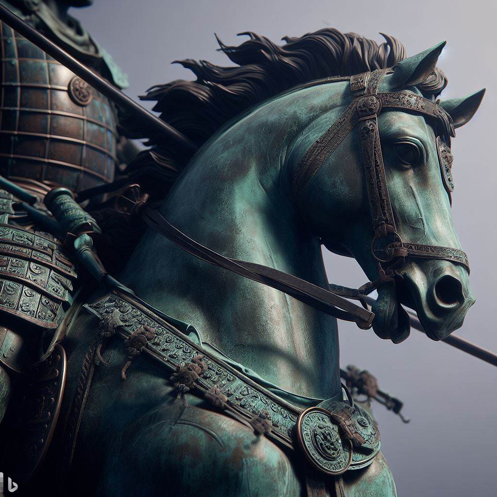 Bing AI, hellenistic bronzes of samurai