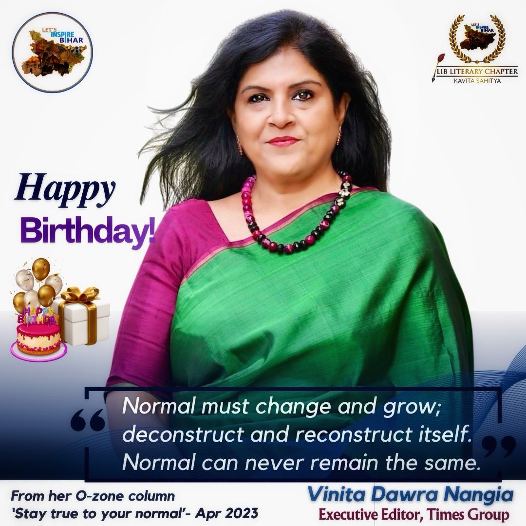 LIBLiterary's tweet photo. It is a delight, pleasure, and honour to be sharing @VinitaNangia ’s thought on our Literary Platform today. 

#HappyBirthday
#ExecutiveEditor #TimesGroup #Columnist #Ozone #WriteIndia #TimesofIndia #VinitaDawraNangia #BestsellingAuthor

@lib_central 
@vikasvaibhavips https://t.co/FOOs9h7w46