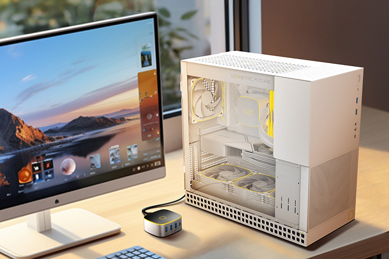 watch_akiba's tweet photo. 更新：マザーのピンヘッダーにも接続できるUSBハブ「Noah」がGeometric Futureから https://t.co/7XJ85Gqrx4 #USBハブ #GeometricFuture https://t.co/XWse1ybTY6