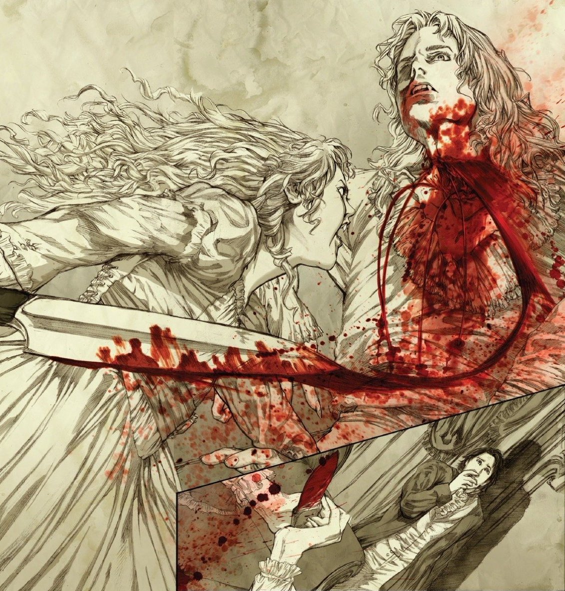 snow_droplet's tweet photo. claudia killing lestat in the graphic novel is one of my favorite things, it's just so visceral and nasty https://t.co/OQ1Z21Qtw2