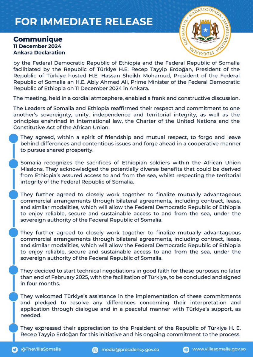 Somalis everywhere, this Ankara Declaration is unacceptable. Condemn this horrible act of transgression against our land, our people, and our dignity. We cannot accept from President HSM, <a href="/HassanSMohamud/">Hassan Sheikh Mohamud</a>, what we did not accept from regional President Muse Bihi, <a href="/musebiihi/">Muse Bihi Abdi</a>, of