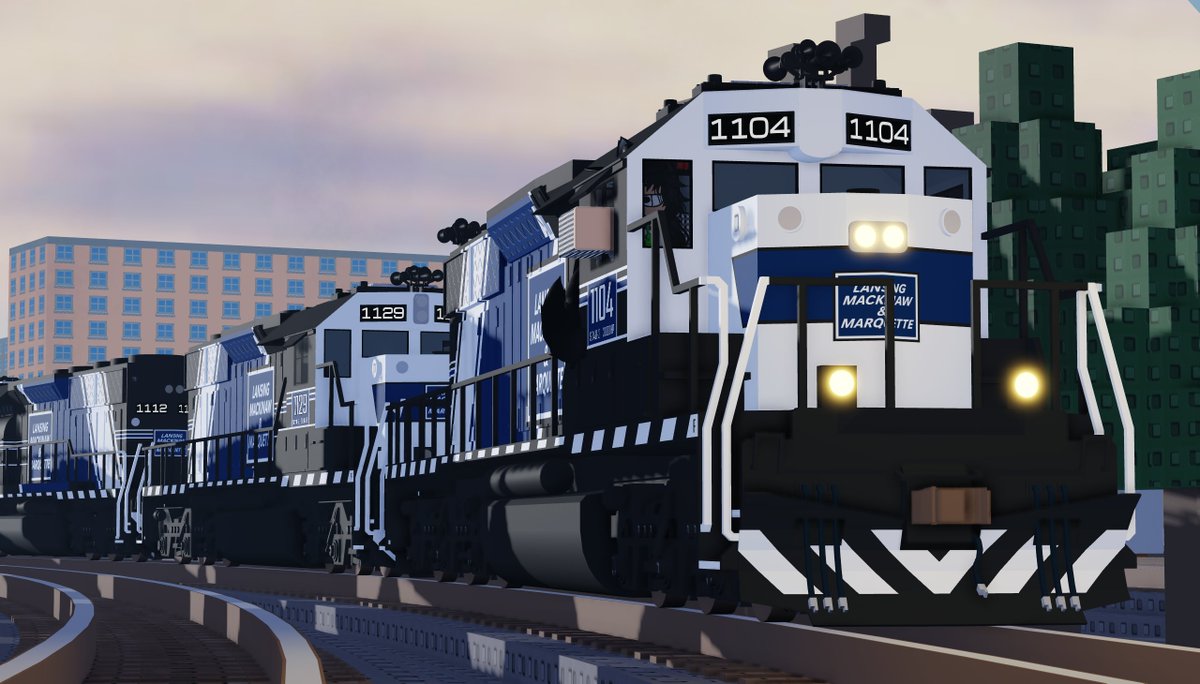 NixieAW's tweet image. Lansing, Mackinaw &amp;amp; Marquette SD40-2s made for @Sneakystevegod's Sandpatch game on Roblox.

#ROBLOX #RobloxDev #TRAIN #Trains #Railroad