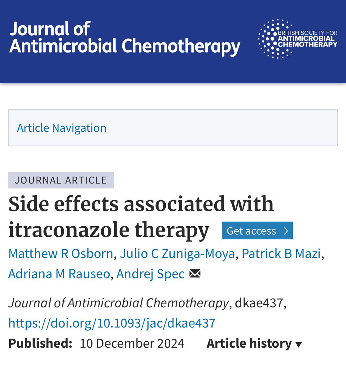 🔥 New in <a href="/BSACandJAC/">BSAC</a> 👉 academic.oup.com/jac/advance-ar…

“Sixty-three out of 227 (27.8%) patients experienced at least one side effect, the most common of which were hepatotoxicity (7.0%), nausea/vomiting (6.6%), and diarrhoea (6.2%). 12 (19.0%) patients with side effects underwent an