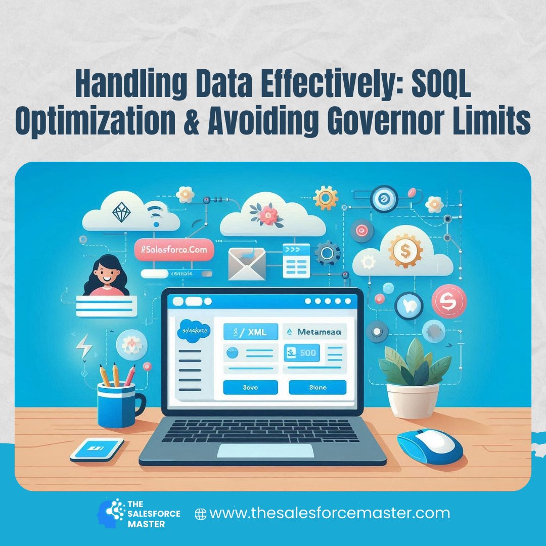 Saleforcemaster's tweet image. Handling Data Effectively: SOQL Optimization &amp;amp; Avoiding Governor Limits

#thesalesforcemaster #Salesforce #soql #governor #salesforcedebugging #salesforceadmin #Serverless #serverlesscomputing #ServerlessApplications #SalesforceDevelopment #salesforceguide #salesforcecommunity