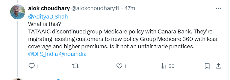 NIKHILLJHA's tweet photo. 🚨Group Health Insurance-The Lollipop of Cheap premium but with hidden drawbacks

ICICI Elevate(Personal plan)
1 Year - 28542 for 10L
ICICI Health shield 360(Group plan)
1 year-15,072/- for 50L

Tata AIG shortchanged its customers when it terminated its group plan
What is the reality of group plans?🤔🤔

A thread🧵on group health insurance plans and should you buy them?👇