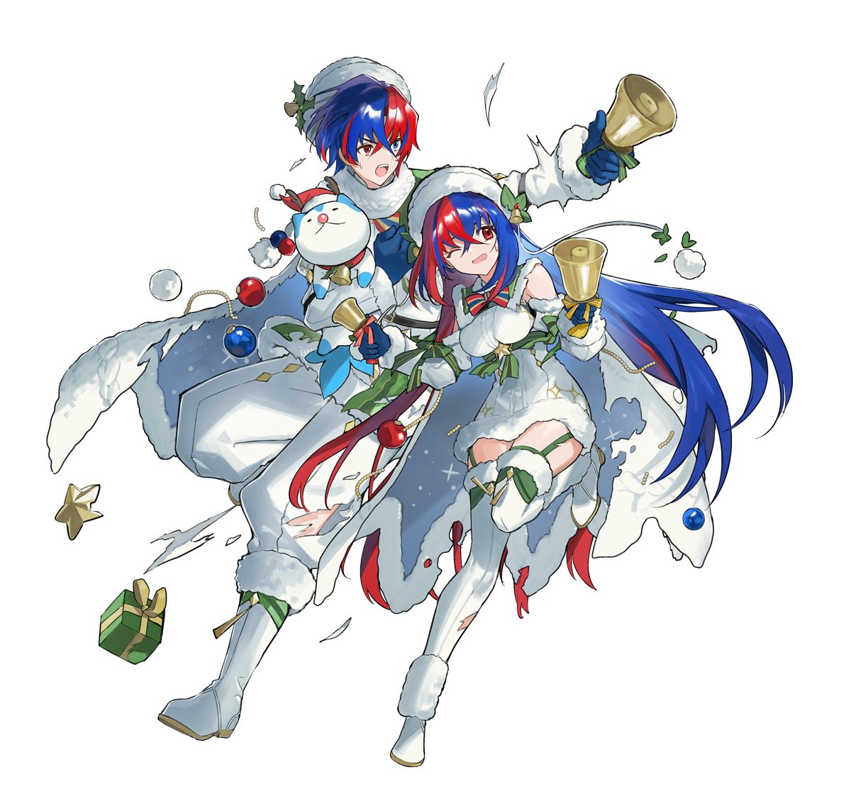 Full Artwork of Winter Duo Alear!
The artist is Hayama Eishi (@?)

Alear is a blue infantry dragon this time with dual phase brave breath and has a new [Divinely Inspiring] status they can give to themself &amp; allies. It gives you stats, special jump &amp; healing.