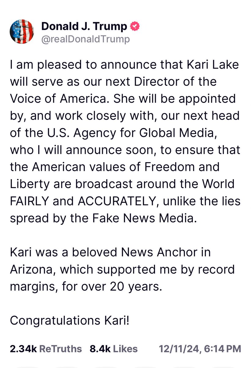 UNLEASHED_NEWS_'s tweet image. 🇺🇸Kari Lake to Head VOA! 🇺🇸

There is no one more deserving of this exceptionally important role. A new era in news media is here, and Kari Lake will truly Make American Media Great Again!

#MAMGA

Congratulations, Kari Lake!
🇺🇸🇺🇸🇺🇸