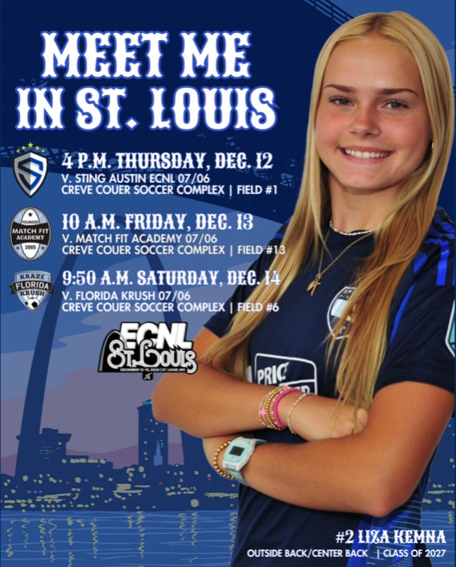liza (@lizakemnasoccer) on Twitter photo So excited for this showcase in St. Louis
<a href="/ImYouthSoccer/">ECNL/GA/Recruiting/College Soccer</a> <a href="/ECNLgirls/">ECNL Girls</a> <a href="/SBV09_ECNL/">Sporting BV 09 ECNL</a> <a href="/ImCollegeSoccer/">College Soccer Truth ™</a> So excited for this showcase in St. Louis
<a href="/ImYouthSoccer/">ECNL/GA/Recruiting/College Soccer</a> <a href="/ECNLgirls/">ECNL Girls</a> <a href="/SBV09_ECNL/">Sporting BV 09 ECNL</a> <a href="/ImCollegeSoccer/">College Soccer Truth ™</a>