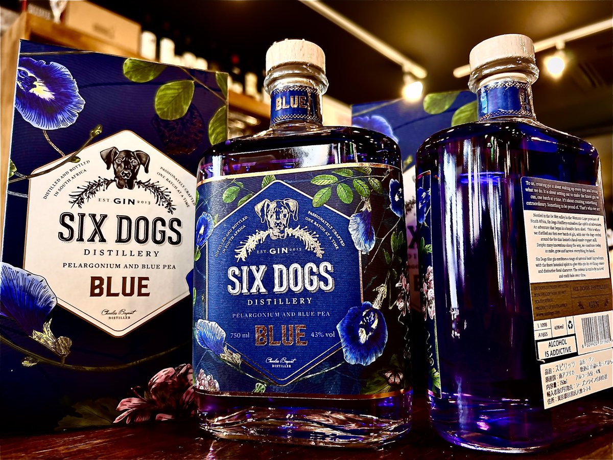 BARISEYA's tweet photo. バタフライピーの花びらから天然の色素を抽出した南アフリカのブルージンSIXDOGS が再入荷。レモンなどを加えるとピンク色に変化　5,680（税込）
#伊勢屋bariseya #bariseya #sixdogs https://t.co/ZdpZR6UKWP