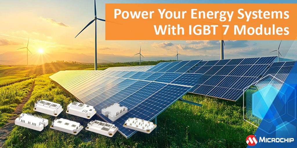 MicrochipTech's tweet image. Discover the power of versatility with IGBT 7 modules. Whether for motor drives, wind, solar, aviation or data centers, IGBT 7 modules deliver unmatched efficiency, flexibility and reliability. Elevate your power systems: mchp.us/3ViJtK0. #IGBTTechnology #PowerDevices