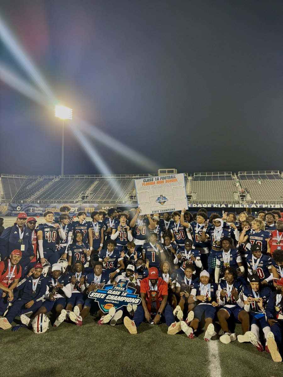 BrittSouthern's tweet photo. Chaminade-Madonna defeats Clearwater Central Catholic to take home the hardware once again, winning their 4th consecutive state championship 🏆 

Congratulations, Lions!

#FHSAA #StateChampionship https://t.co/TRK6FyJsCv