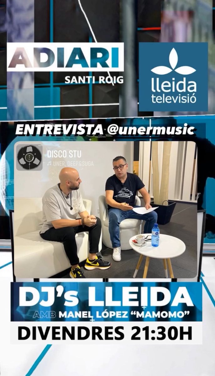 mamomo's tweet image. Divendres a les 21.30h a @LleidaTV  entrevista a Manu Garcia “@unermusic” un dels djs mes internacionals que tenim a lleida. #lleida #entrevista #noticieslleida