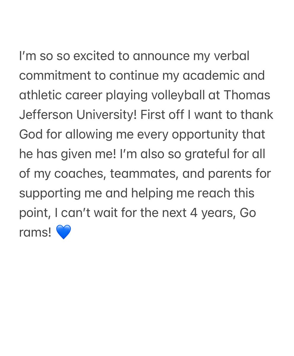 So excited to announce my commitment to Thomas Jefferson University!