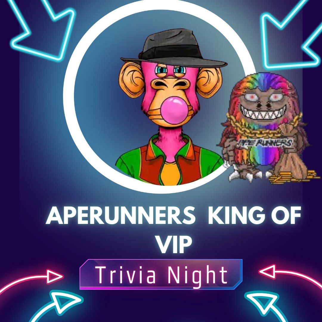 R4sj3sus (@r4sj3sus) on Twitter photo Greetings web3 family
Ready for another <a href="/ApeRunnersBTC/">ApeRunners 🟧 / XRP Rascalz</a> "Trivia Night" to Test your skills, earn extra King of VIP points by competing with other VIPs
Thursdays at 4 pm EST
Don't miss out! Greetings web3 family
Ready for another <a href="/ApeRunnersBTC/">ApeRunners 🟧 / XRP Rascalz</a> "Trivia Night" to Test your skills, earn extra King of VIP points by competing with other VIPs
Thursdays at 4 pm EST
Don't miss out!