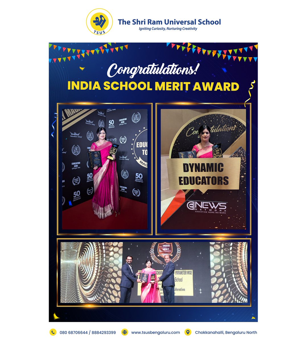 TSUSBengaluru's tweet image. #IndiaMeritAwards - Rewarding Excellence in Education.

"Success is the sum of small efforts repeated day in and day out."

At The Shri Ram Universal School at North Bengaluru, a flagship school of The Shri Ram Group of Schools India and International.

#TSUS #TSUSBengaluru