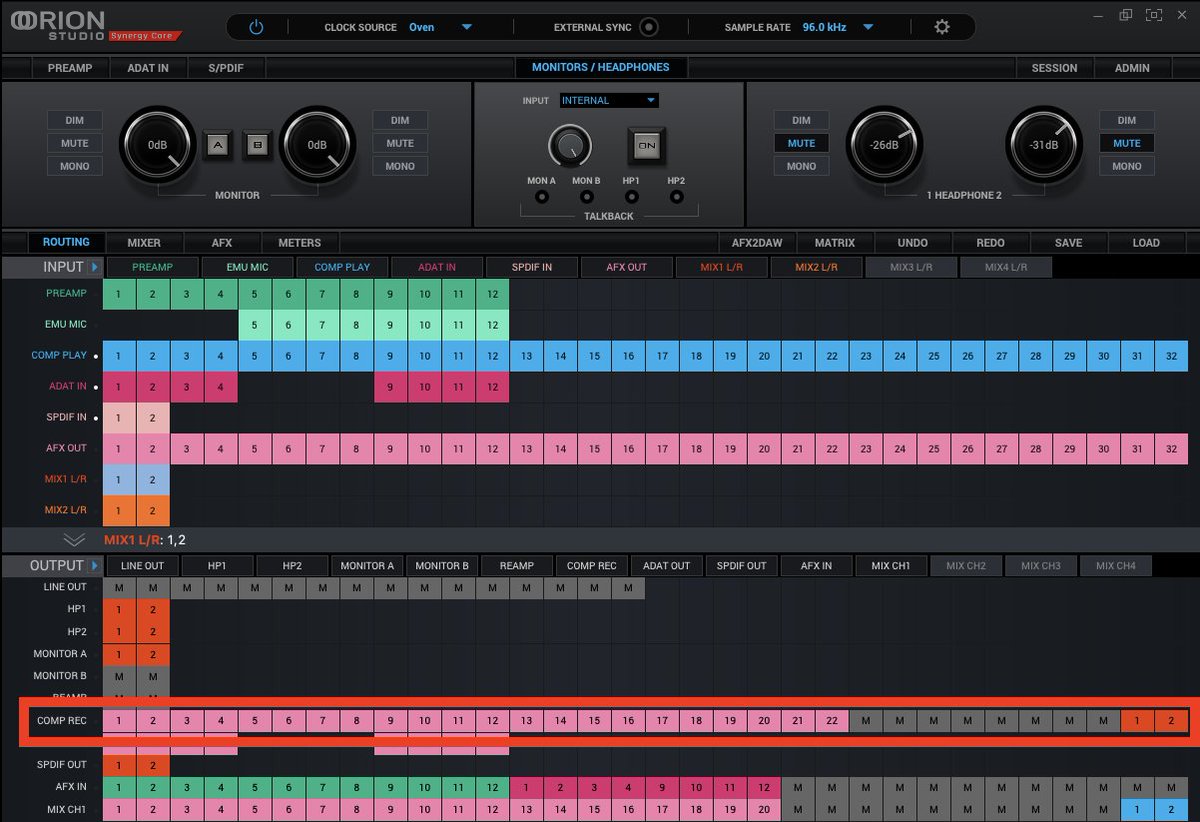 TomoyaJuku's tweet image. 『Orion Studio SC』にしてから
『Ladio Cast』との連携がうまくいかず、
どう言う仕様なのか探ってたけど
ようやっと理解。

『COMP REC』のところだったか、、、

#Antelope 
#OrionStudio
#SynergyCore