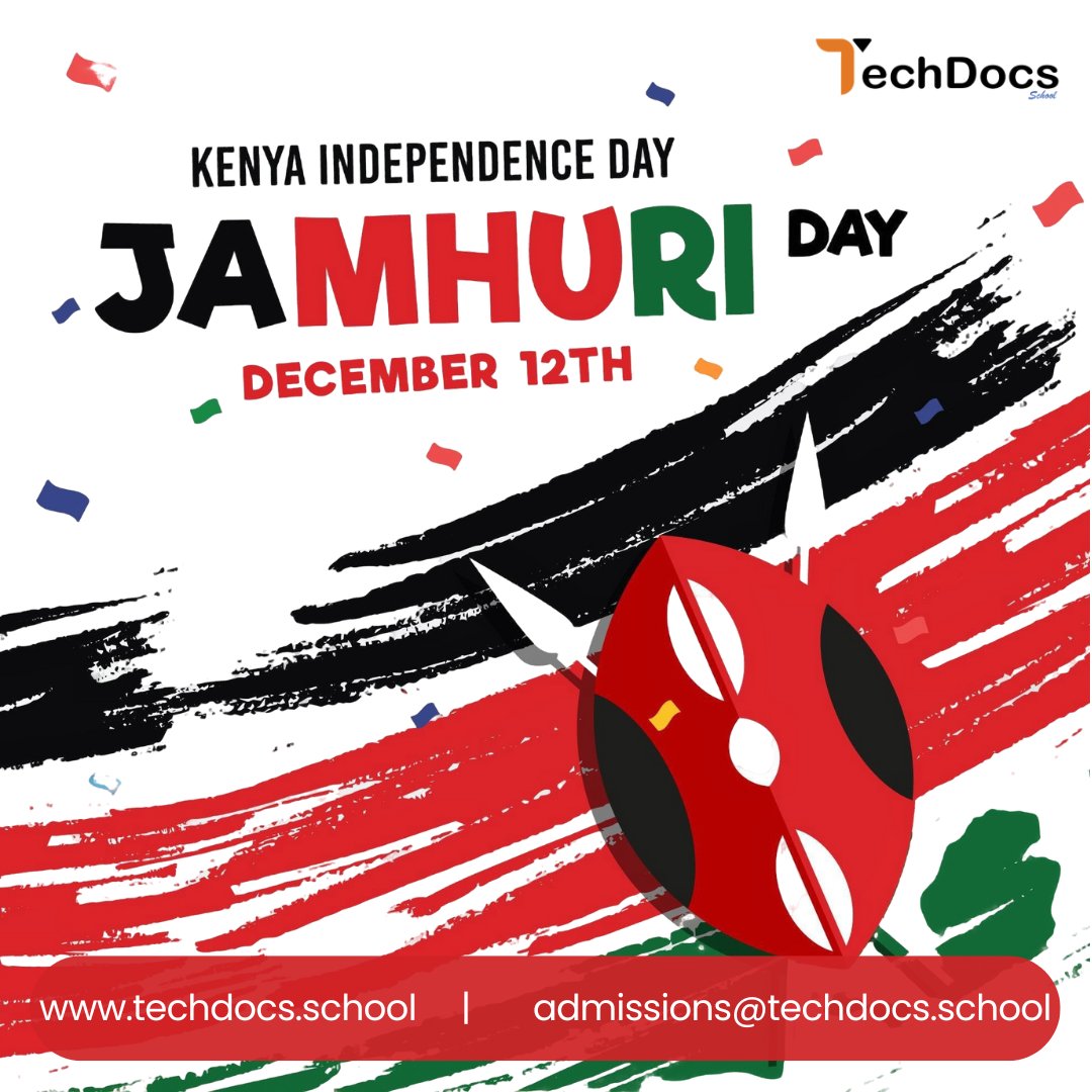 TechDocsSchool's tweet image. Happy #JamhuriDay2024 ! Today, we honor and remember the sacrifices of our freedom fighters who paved the way for an independent and united Kenya. Let’s celebrate their legacy and the dream they made possible!
#HappyJamhuriDay #CelebrateKenya #KenyaAt60