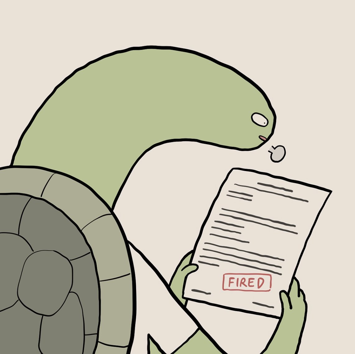 Firedturtle's tweet photo. I just got laid off! https://t.co/n8oc3EDcKk