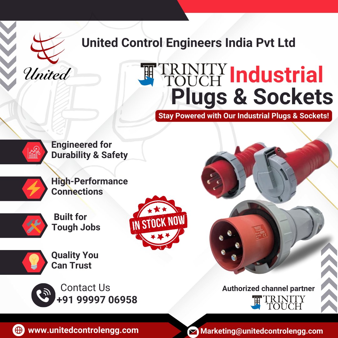UCEIPL's tweet image. ⚡️ TTPL Plugs &amp;amp; Sockets Available Now! 🔌
Proudly partnered with United Control Engineers India Pvt Ltd, authorized channel partner of Trinity Touch (TTPL).
✔️ Shockproof &amp;amp; Fire Retardant
✔️ 6A, 10A, 16A Ratings
✔️ Up to 250V AC
📞 DM or call for best prices!
#TTPL #UnitedControl