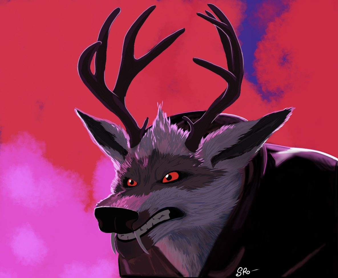 SleighReindeer's tweet image. Death Deer! I made him a fanged deer! 💀🦌